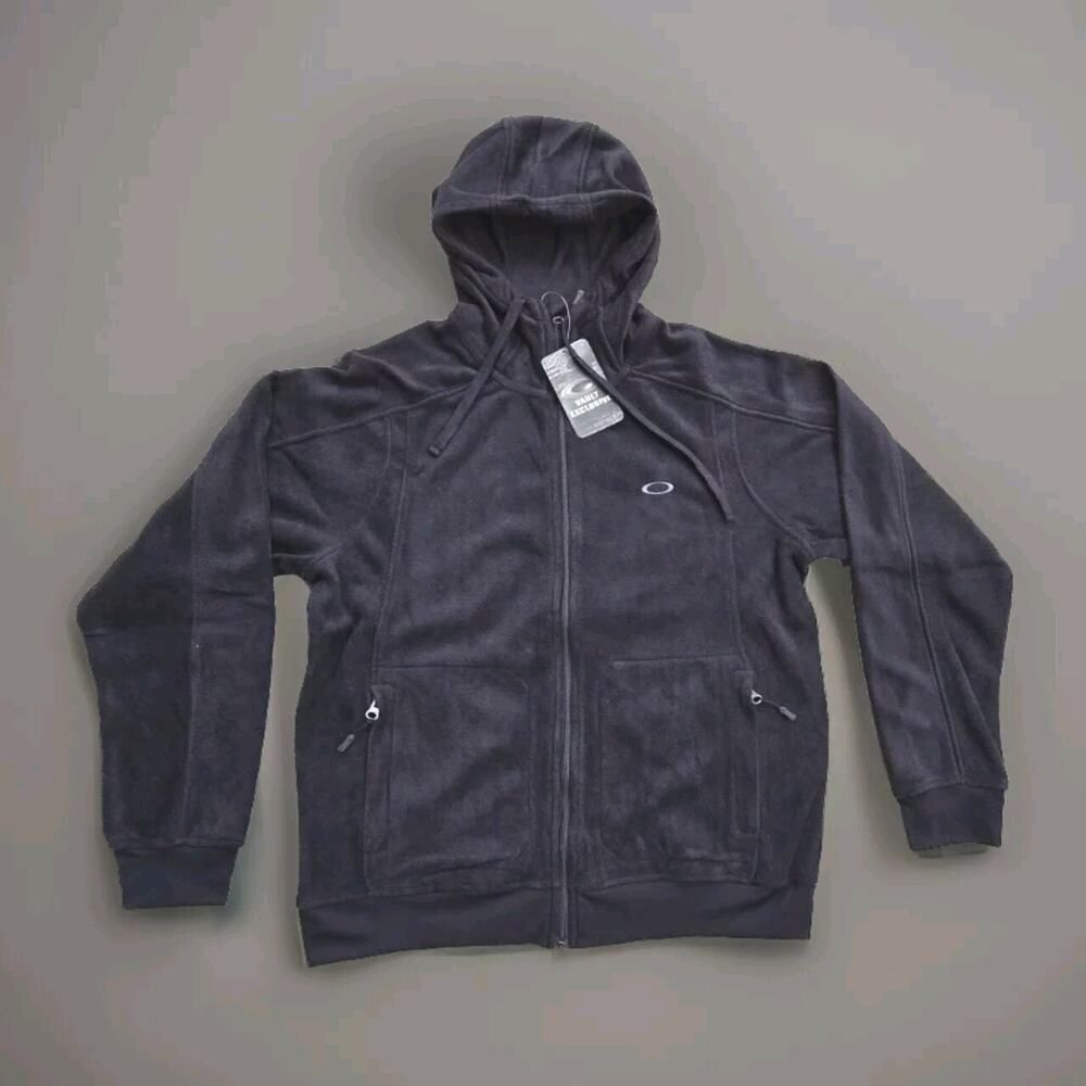 Oakley Full Zip Hooded Jacket Mens M Performance Fit Polar Fleece Black Y2K 2011